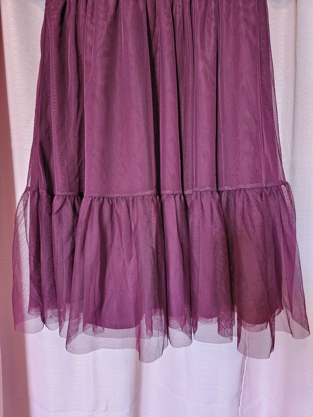 Boden Tulle Burgundy Smocked Mini Babydoll Party Dress - Picture 3 of 9